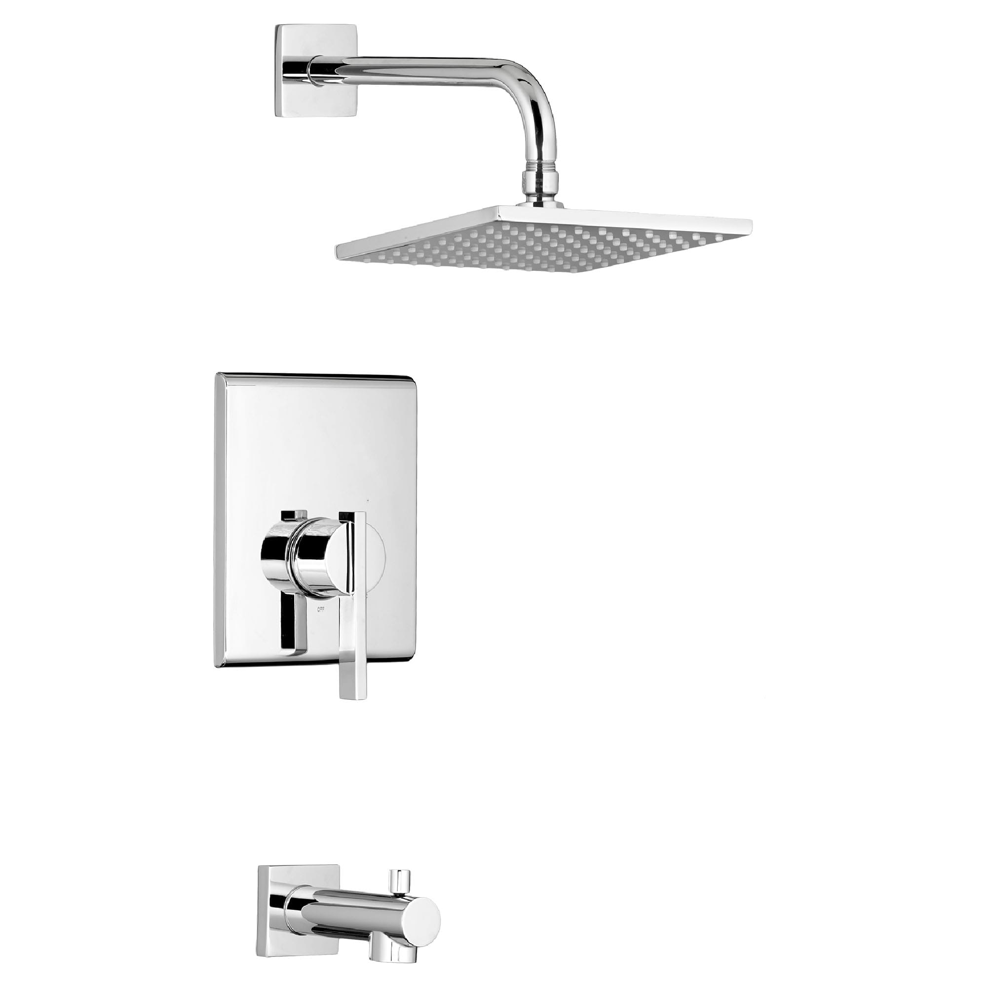 Times Square 25 gpm 95 L min Tub and Shower Trim Kit With Rain Showerhead Double Ceramic Pressure Balance Cartridge With Lever Handle CHROME